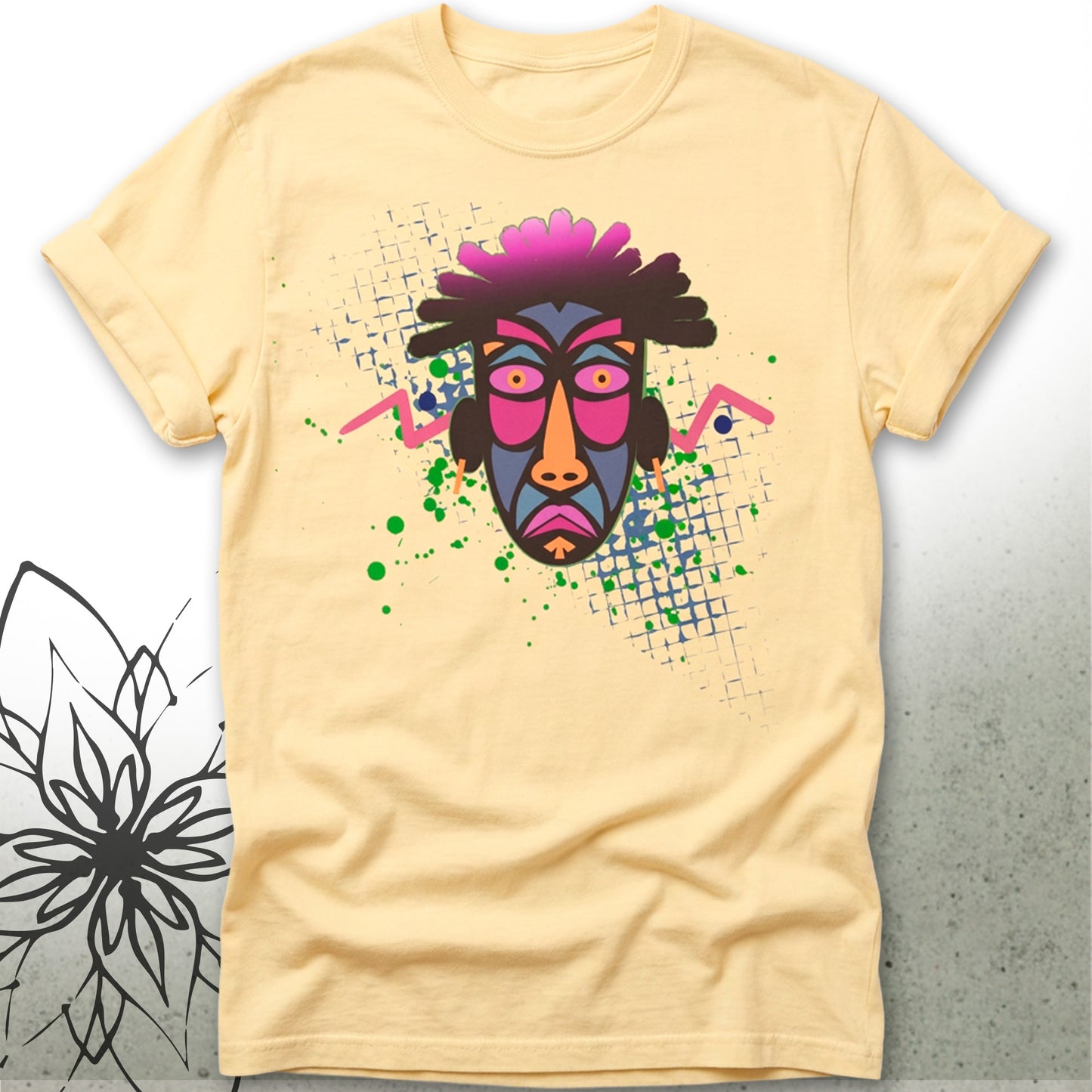Tribal Neon Mask Unisex Graphic T-Shirt Tee — NomadDays® Collection