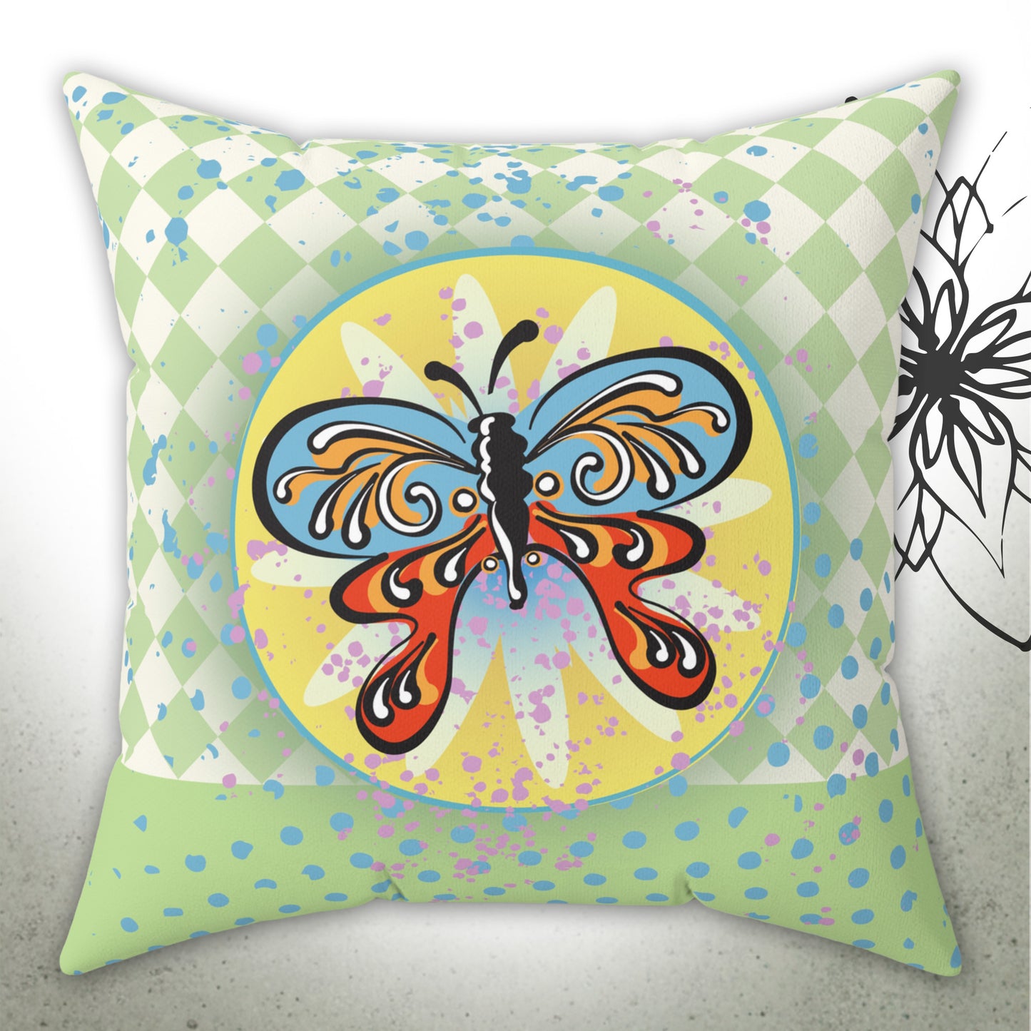 Butterfly Garden Graphic Throw Pillow - GardenPress™ Collection