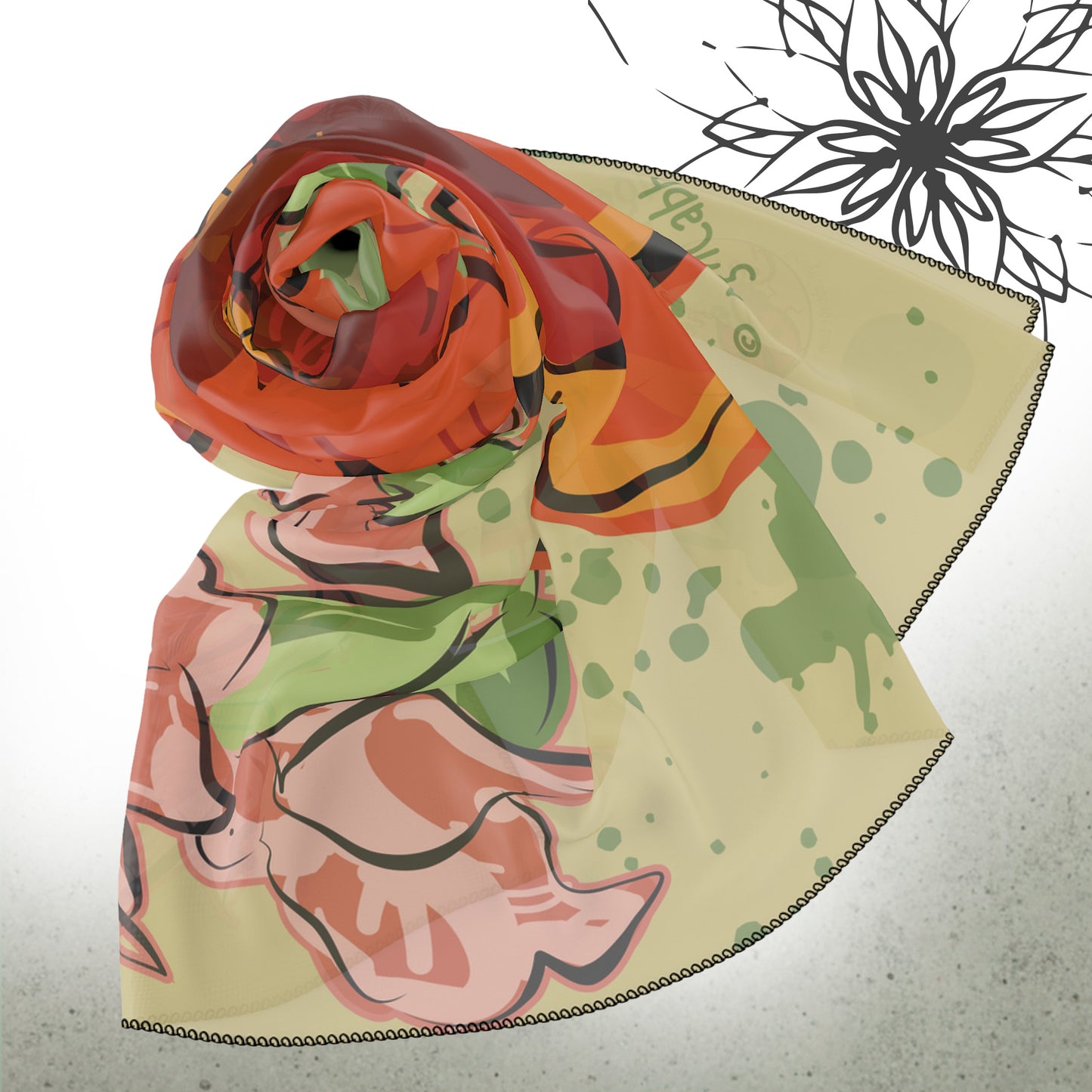 Garden Poppy Flower Graphic Scarf - GardenPress® Collection