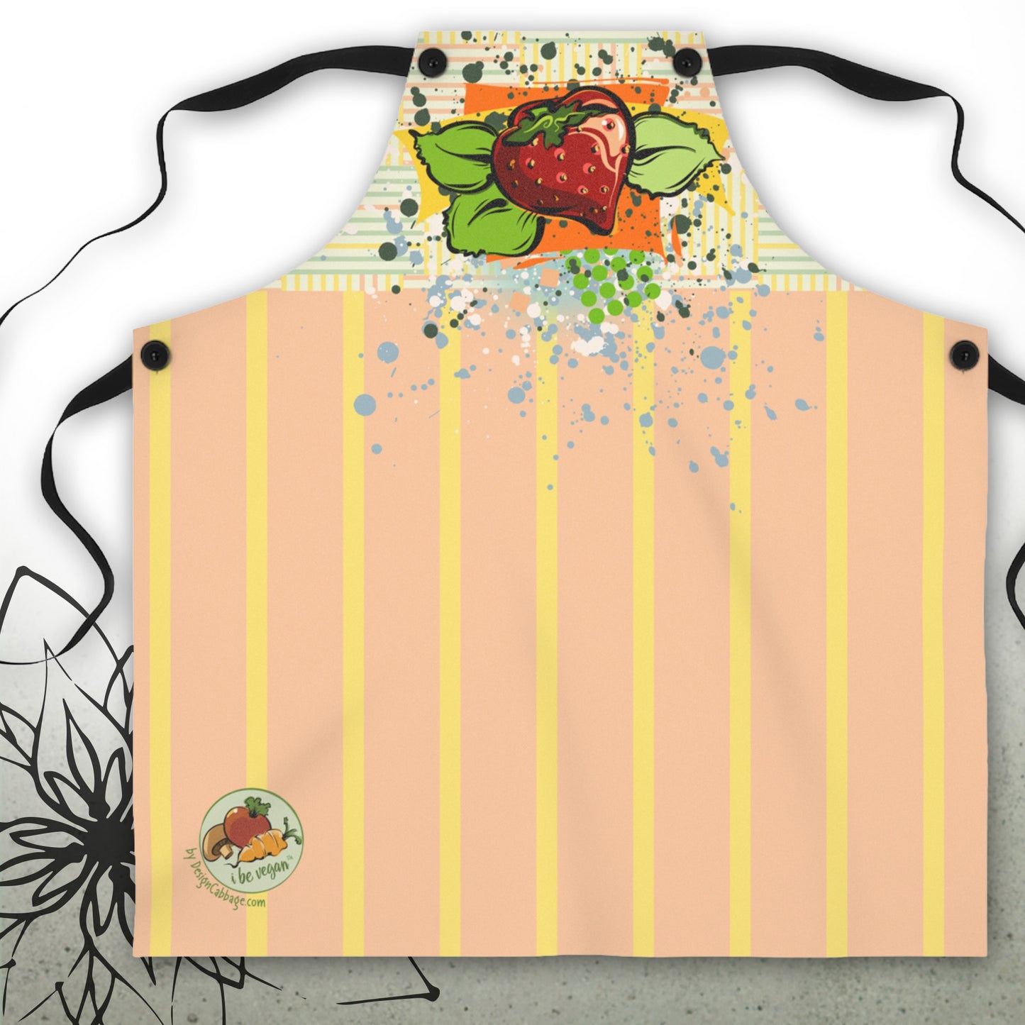 Strawberry Garden Graphic Apron - I Be Vegan® Collection