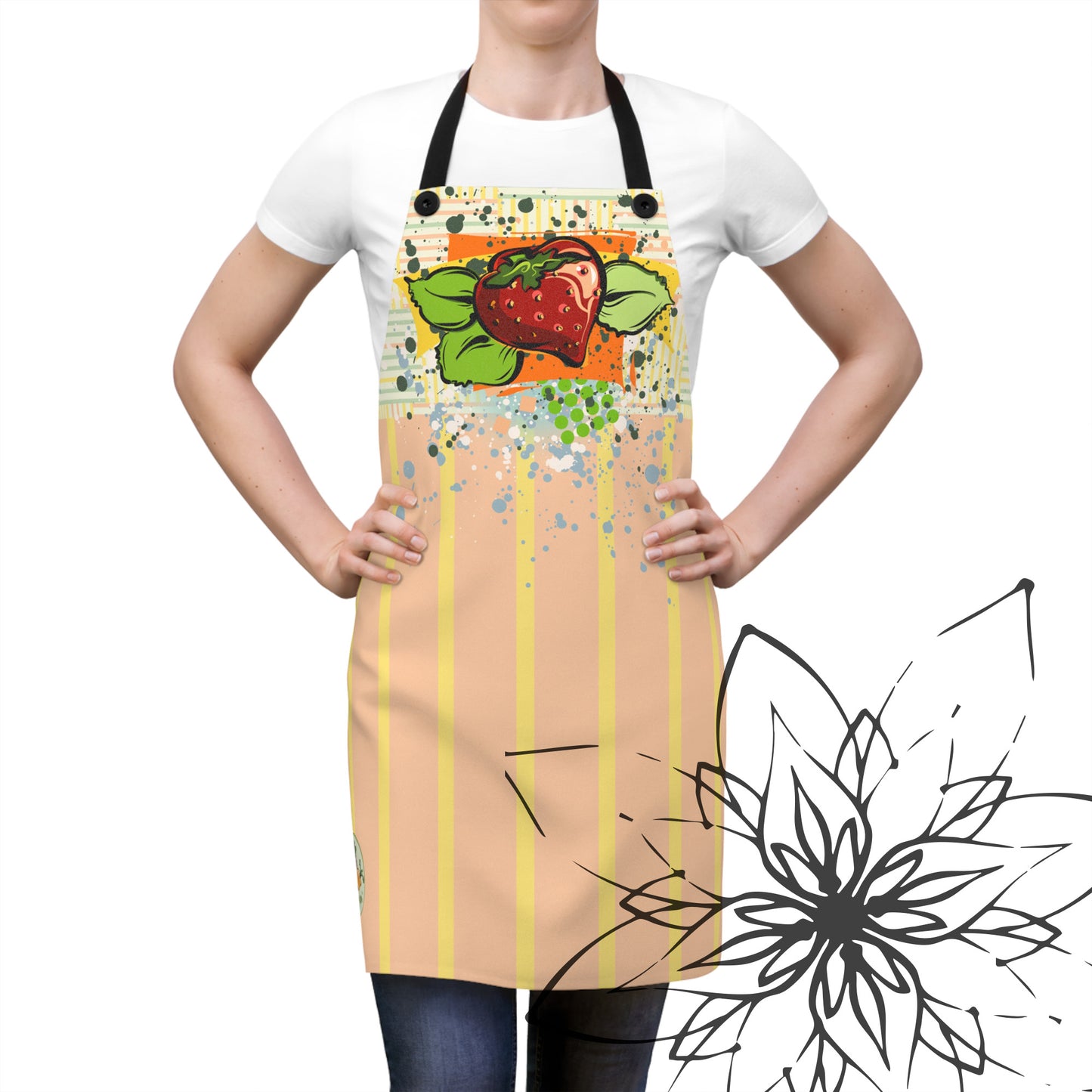 Strawberry Garden Graphic Apron - I Be Vegan® Collection