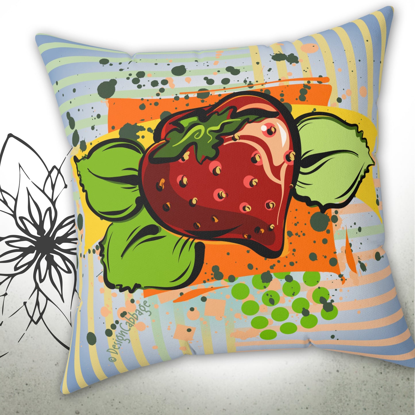 Strawberry Garden Graphic Throw Pillow - I Be Vegan™ Collection