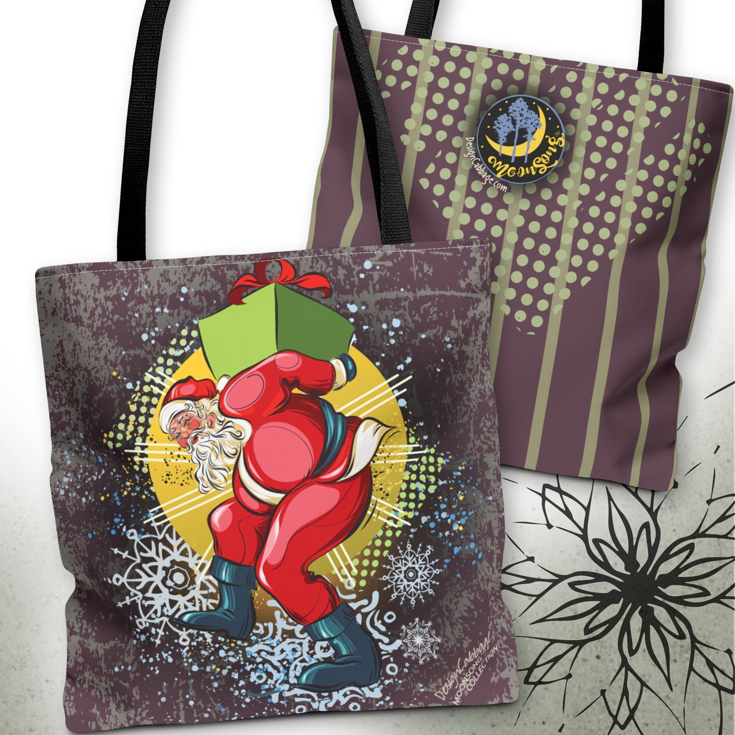 Christmas Santa Graphic Tote Bag — MoonSong™ Holiday Collection