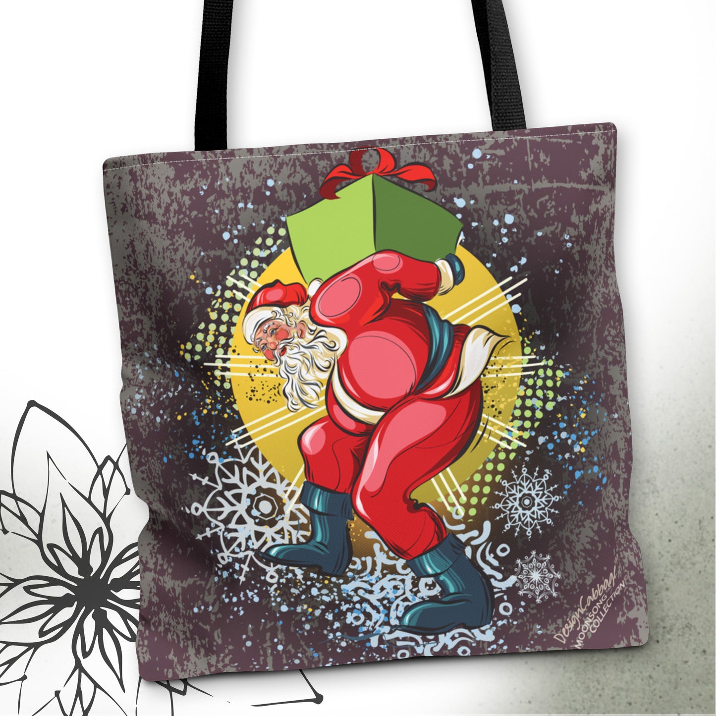 Christmas Santa Graphic Tote Bag — MoonSong™ Holiday Collection