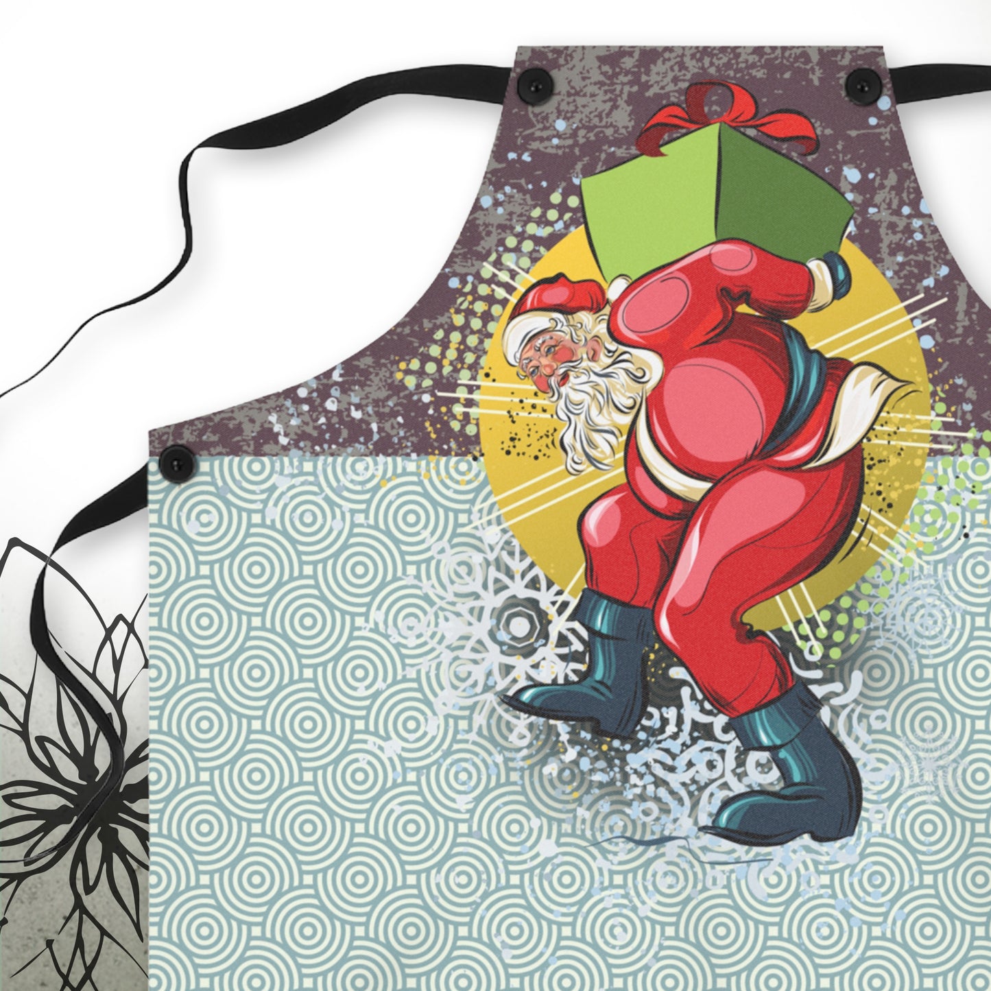 Dancing Santa Graphic Apron - MoonSong® Holiday Collection