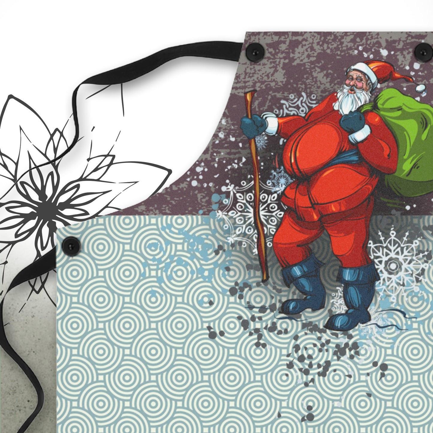 Vintage Hiking Santa Graphic Apron - MoonSong® Holiday Collection