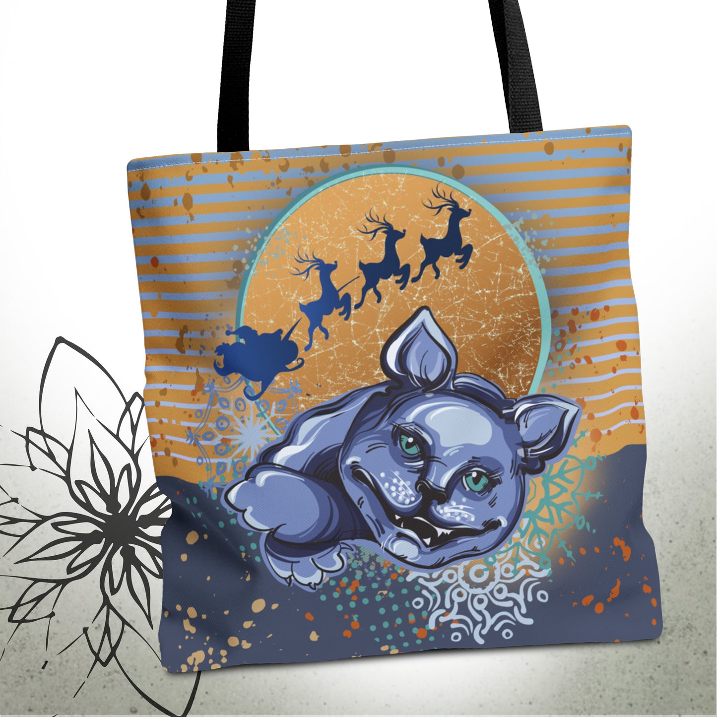 Christmas Santa Cat Graphic Tote Bag — MoonSong™ Holiday Collection