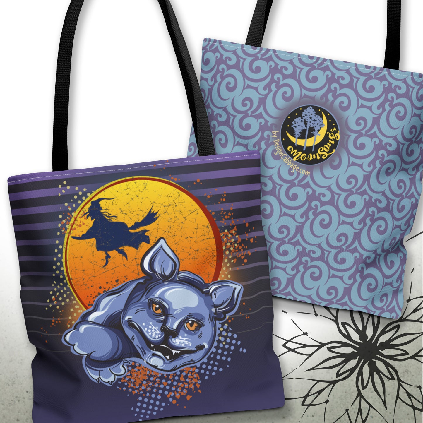 Halloween Cat Graphic Tote Bag — MoonSong™ Holiday Collection