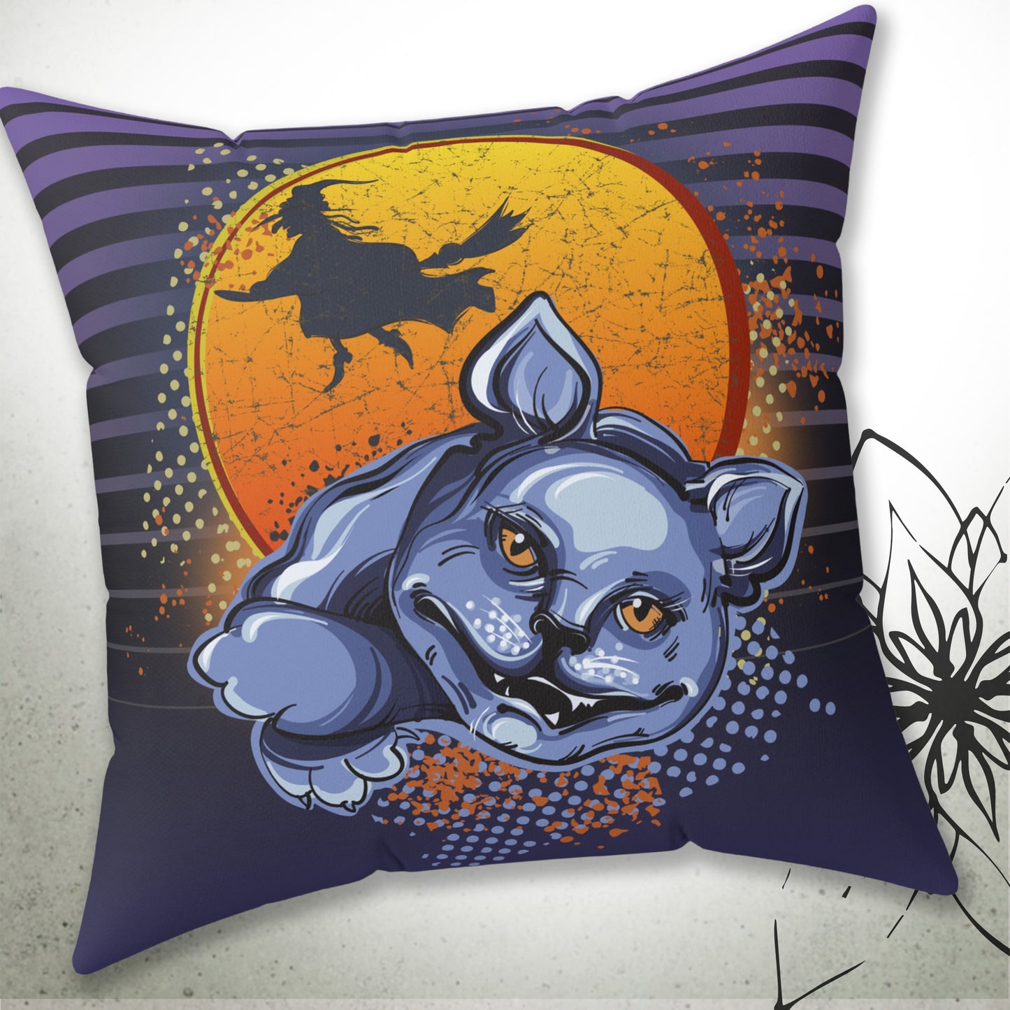 Halloween Cat Graphic Throw Pillow - MoonSong™ Holiday Collection