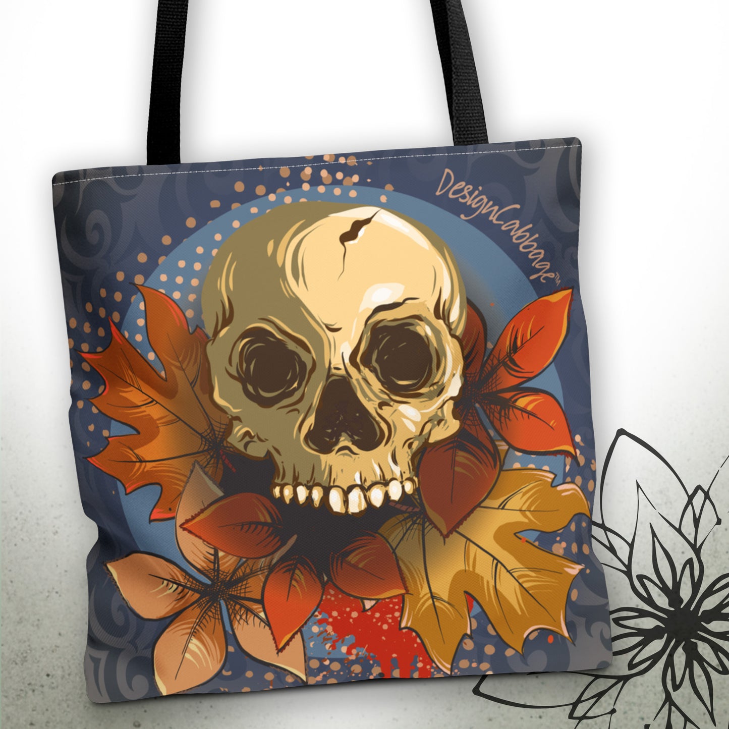 Halloween and Fall Scary Skull Graphic Tote Bag — MoonSong™ Holiday Collection