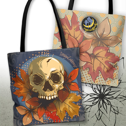 Halloween and Fall Scary Skull Graphic Tote Bag — MoonSong™ Holiday Collection