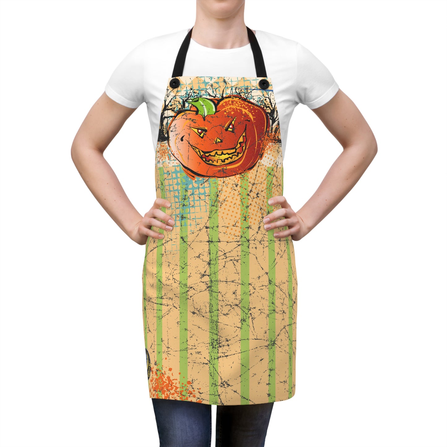 Vintage Halloween Pumpkin Graphic Apron - MoonSong® Holiday Collection