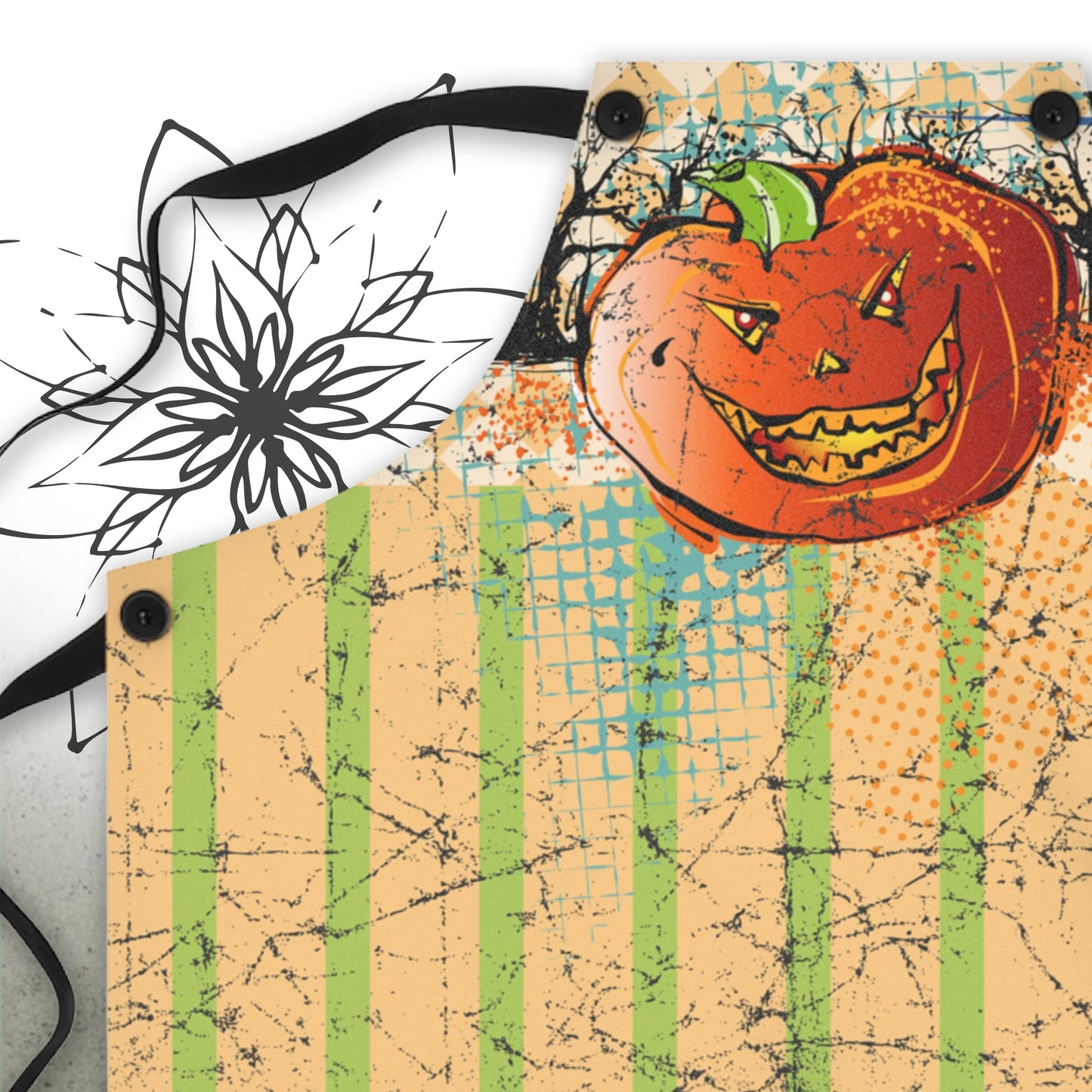 Vintage Halloween Pumpkin Graphic Apron - MoonSong® Holiday Collection
