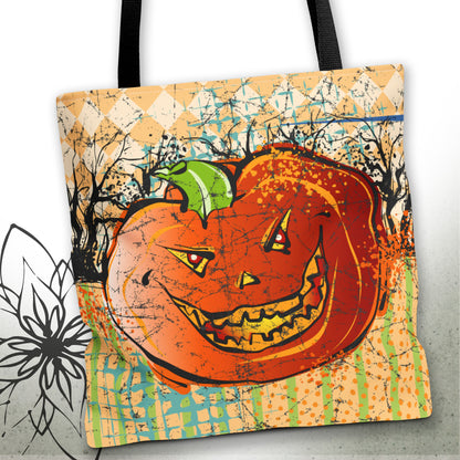 Vintage Halloween Pumpkin Graphic Tote Bag — MoonSong™ Holiday Collection