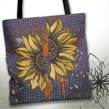 Bloody Broken Halloween Sunflower Daisy Graphic Tote Bag — MoonSong™ Holiday Collection