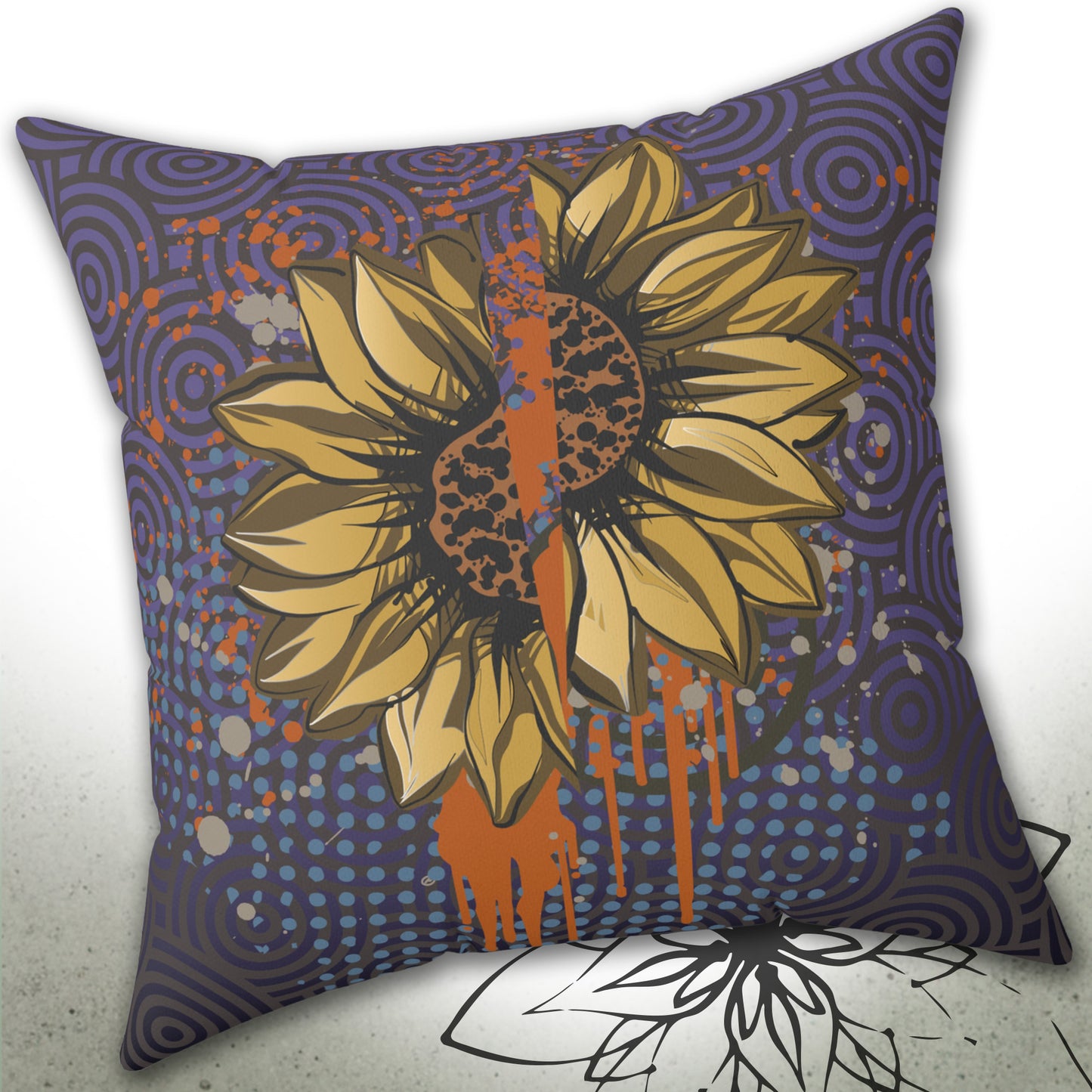 Bloody Broken Halloween Sunflower Daisy Graphic Throw Pillow — MoonSong™ Holiday Collection
