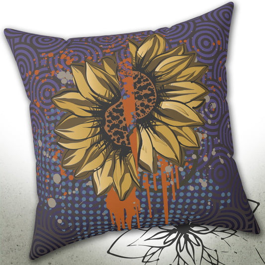 Bloody Broken Halloween Sunflower Daisy Graphic Throw Pillow — MoonSong™ Holiday Collection