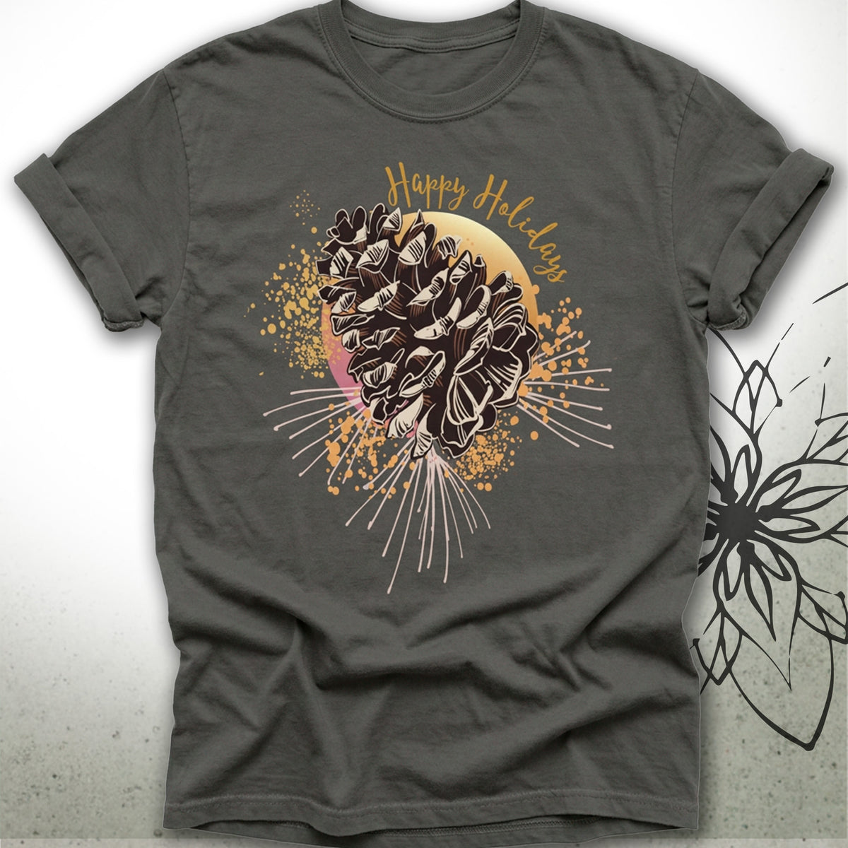 Pine Cone Christmas Thanksgiving Holiday Unisex Graphic T‑Shirt Tee — MoonSong® Holiday Collection