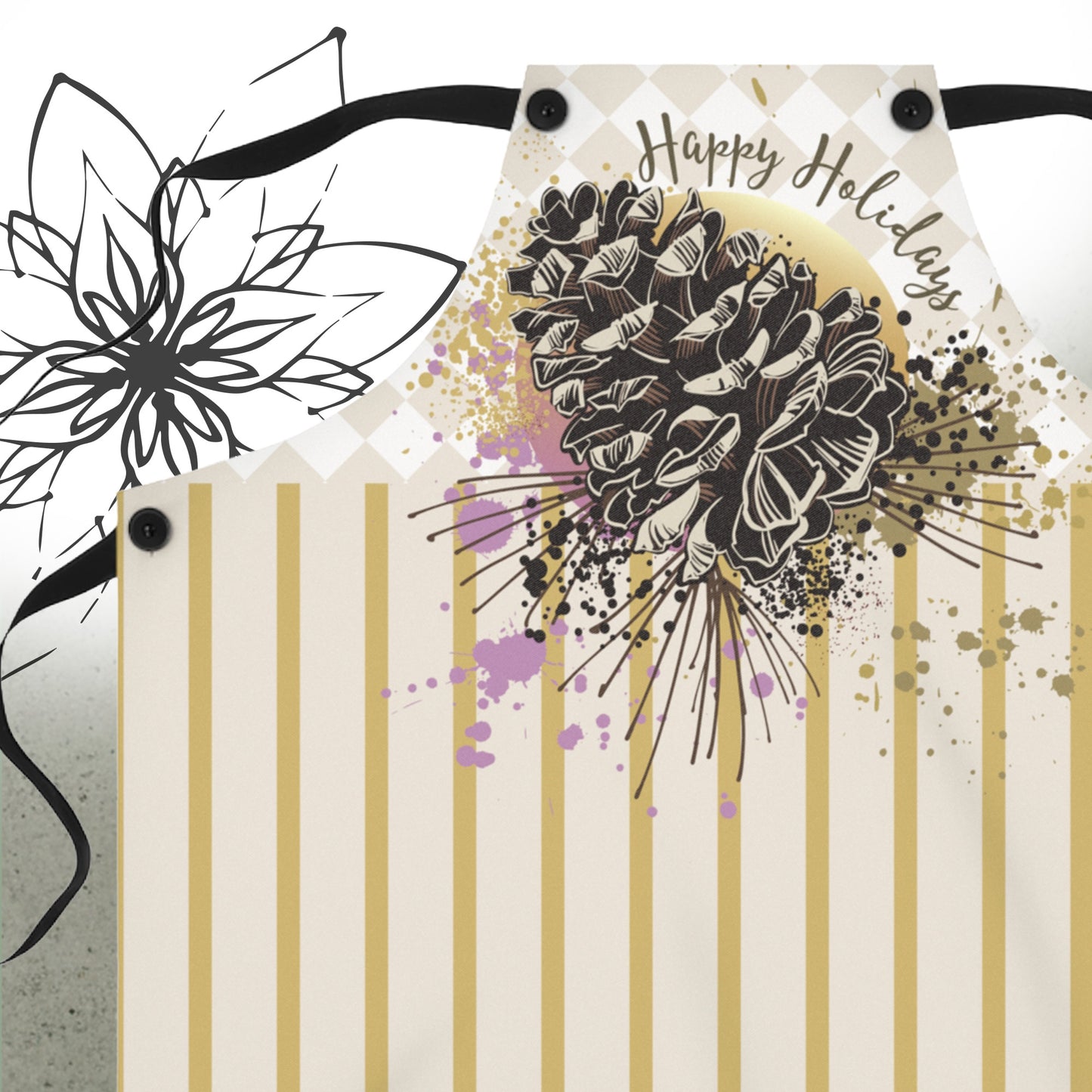 Christmas Pine Cone Graphic Apron — MoonSong® Holiday Collection