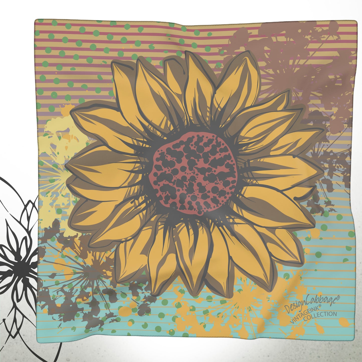 Sunflower Art Graphic Scarf — VintageInk® Collection
