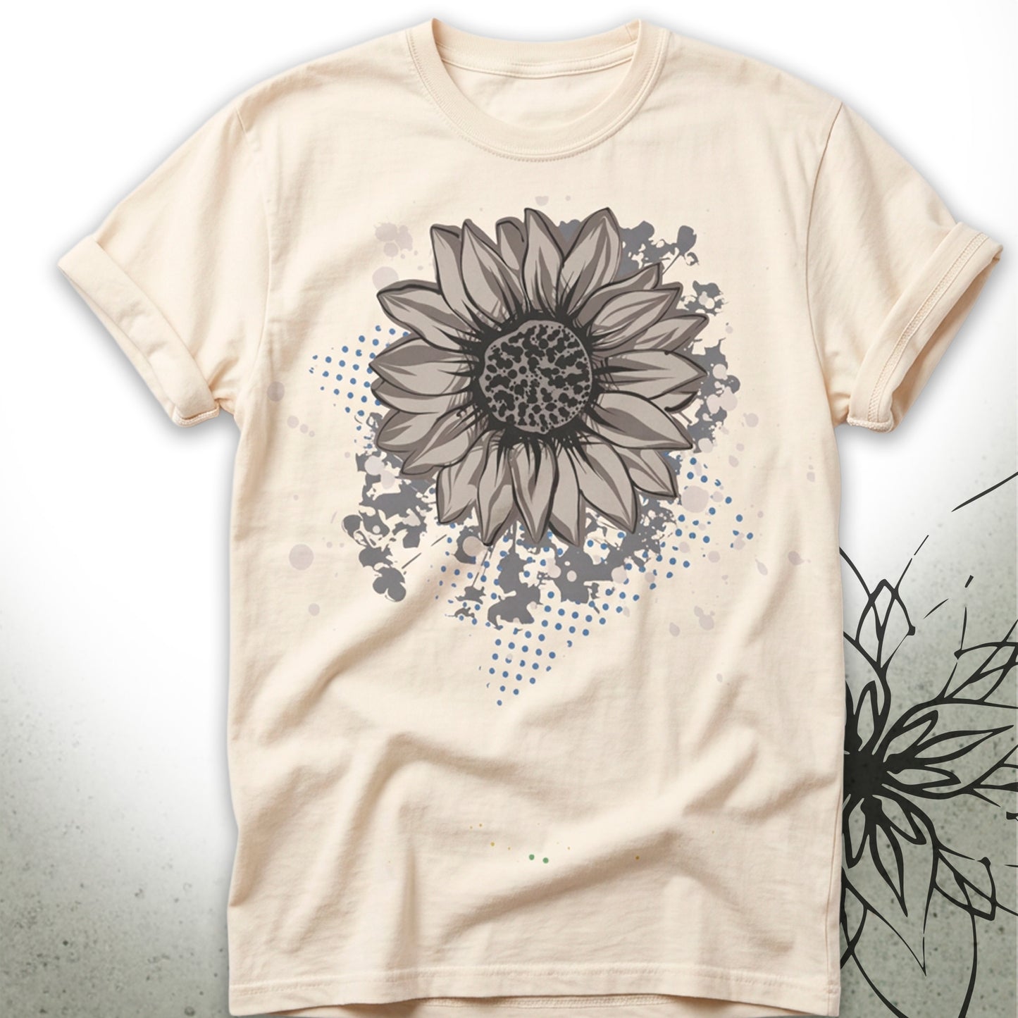 Vintage Sunflower Sketch Unisex Graphic T-Shirt Tee — VintageInk® Collection