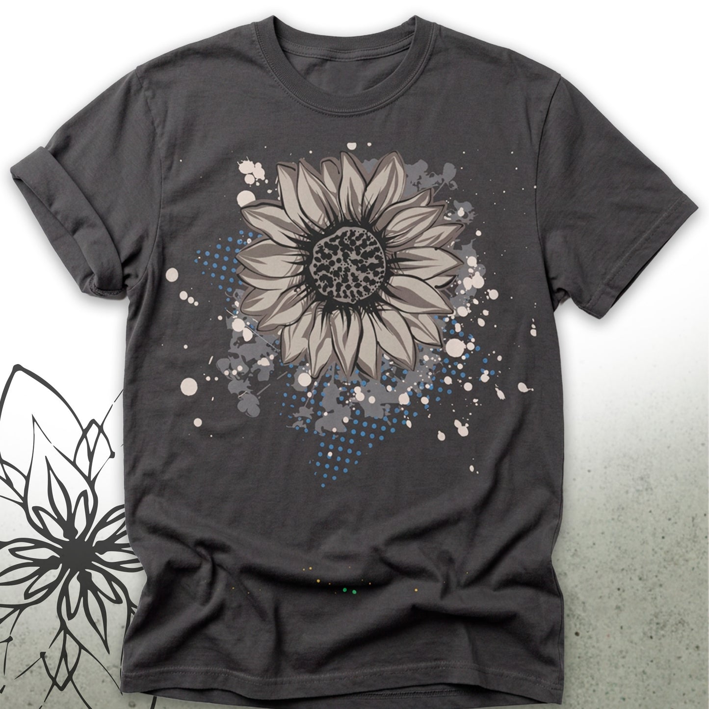 Vintage Sunflower Sketch Unisex Graphic T-Shirt Tee — VintageInk® Collection