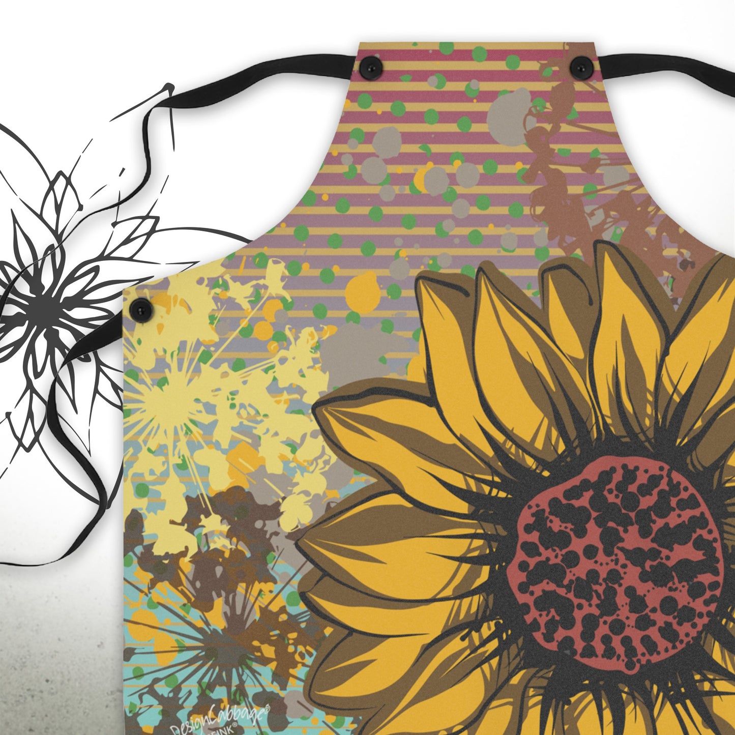 Sunflower Art Graphic Apron - VintageInk® Collection