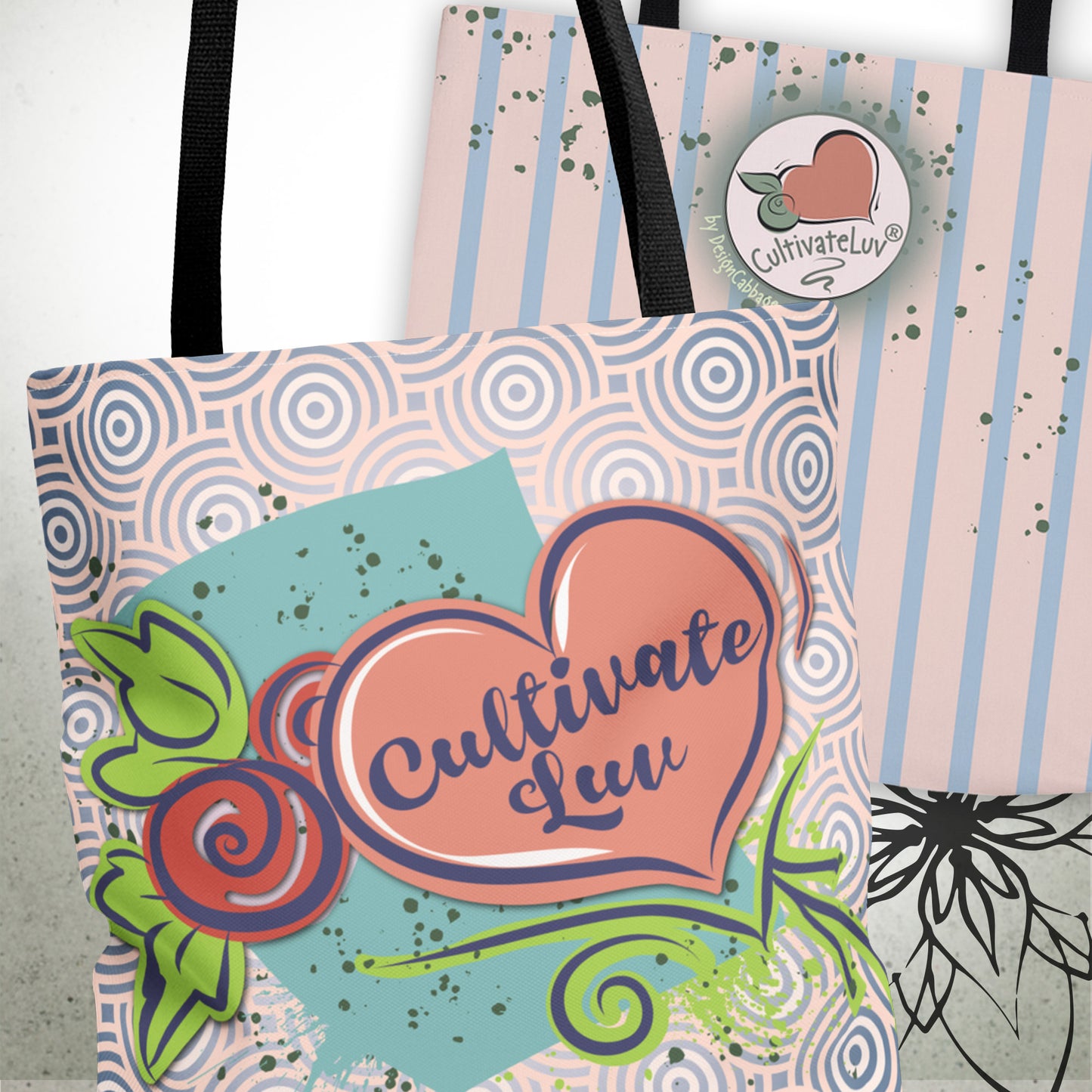 Love Heart Graphic Tote Bag — CultivateLuv™ Collection