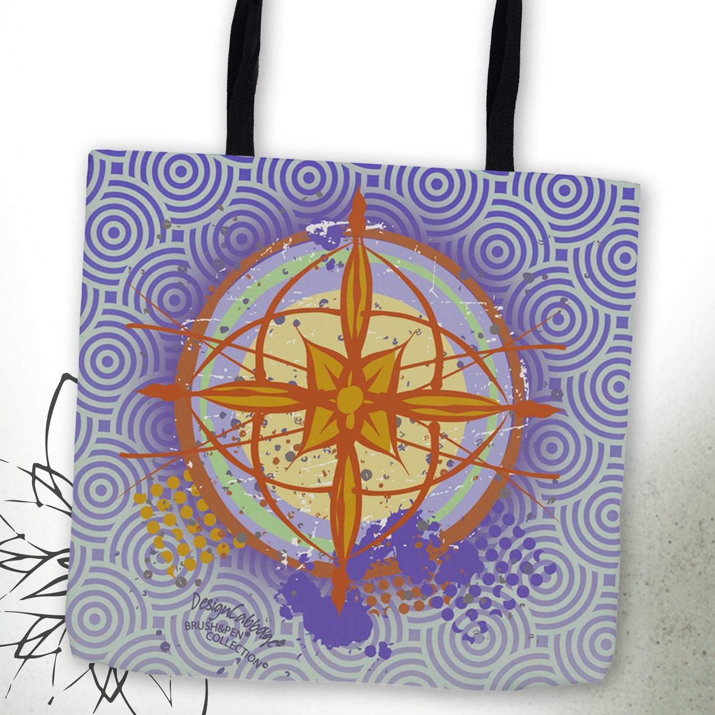 Earth Compass Graphic Tote Bag — Brush&Pen™ Collection