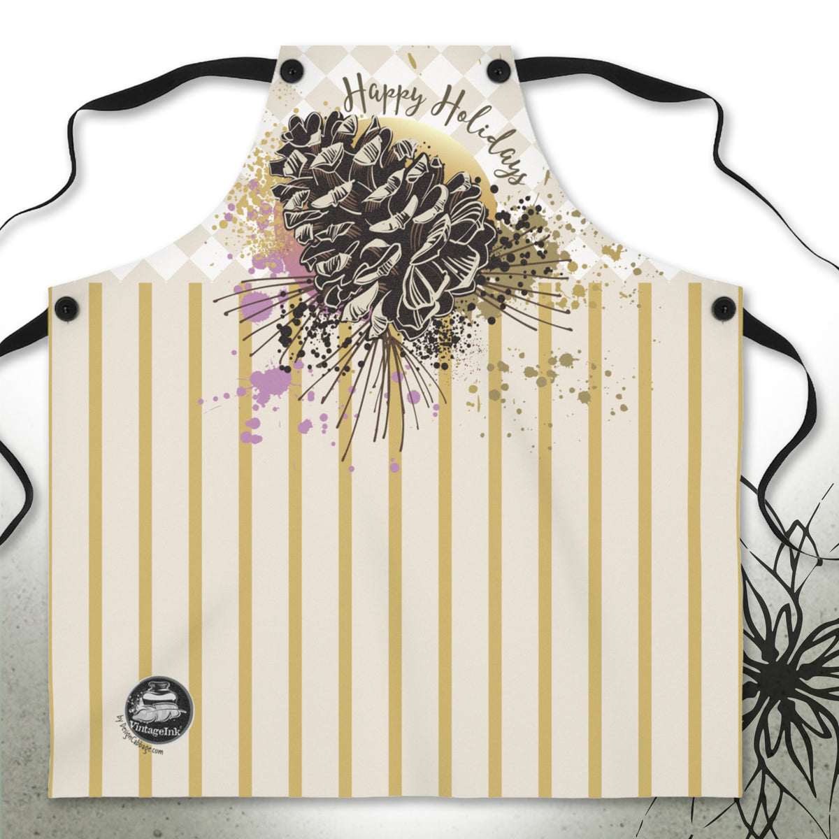 Christmas Thanksgiving Pine Cone Graphic Apron — MoonSong® Holiday Collection