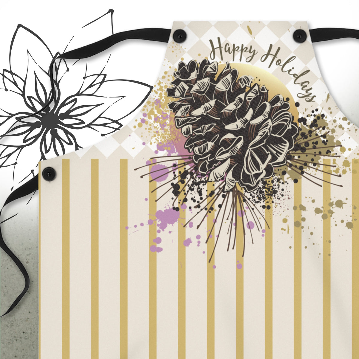 Christmas Thanksgiving Pine Cone Graphic Apron — MoonSong® Holiday Collection