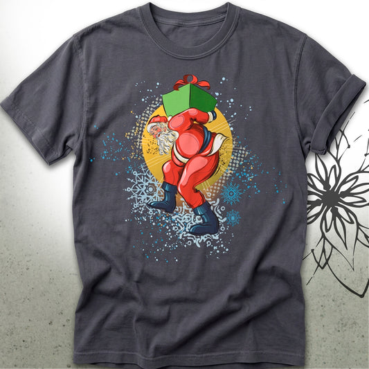 Dancing Santa Carrying Gift Unisex Graphic T-Shirt Tee — MoonSong® Collection