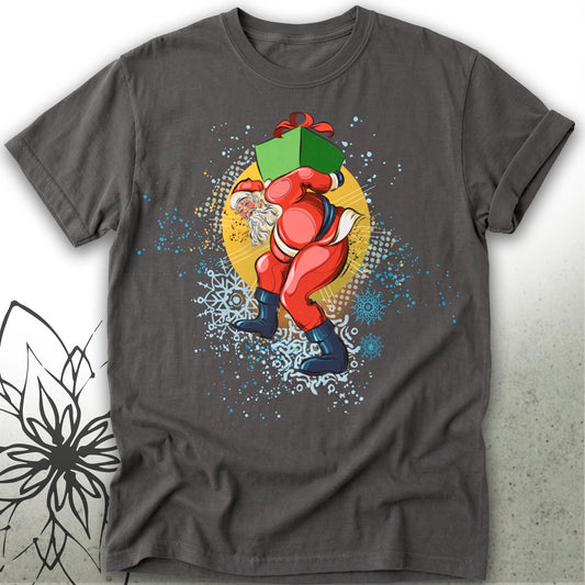 Dancing Santa Carrying Gift Unisex Graphic T-Shirt Tee — MoonSong® Collection