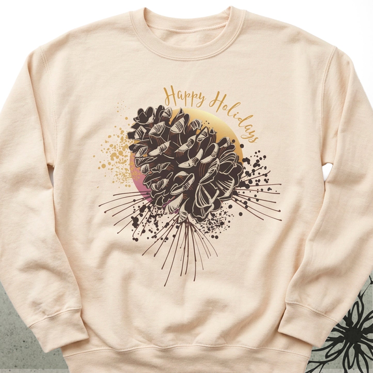 Holiday Pine Cone Unisex Graphic Lightweight Sweatshirt — MoonSong® Collection