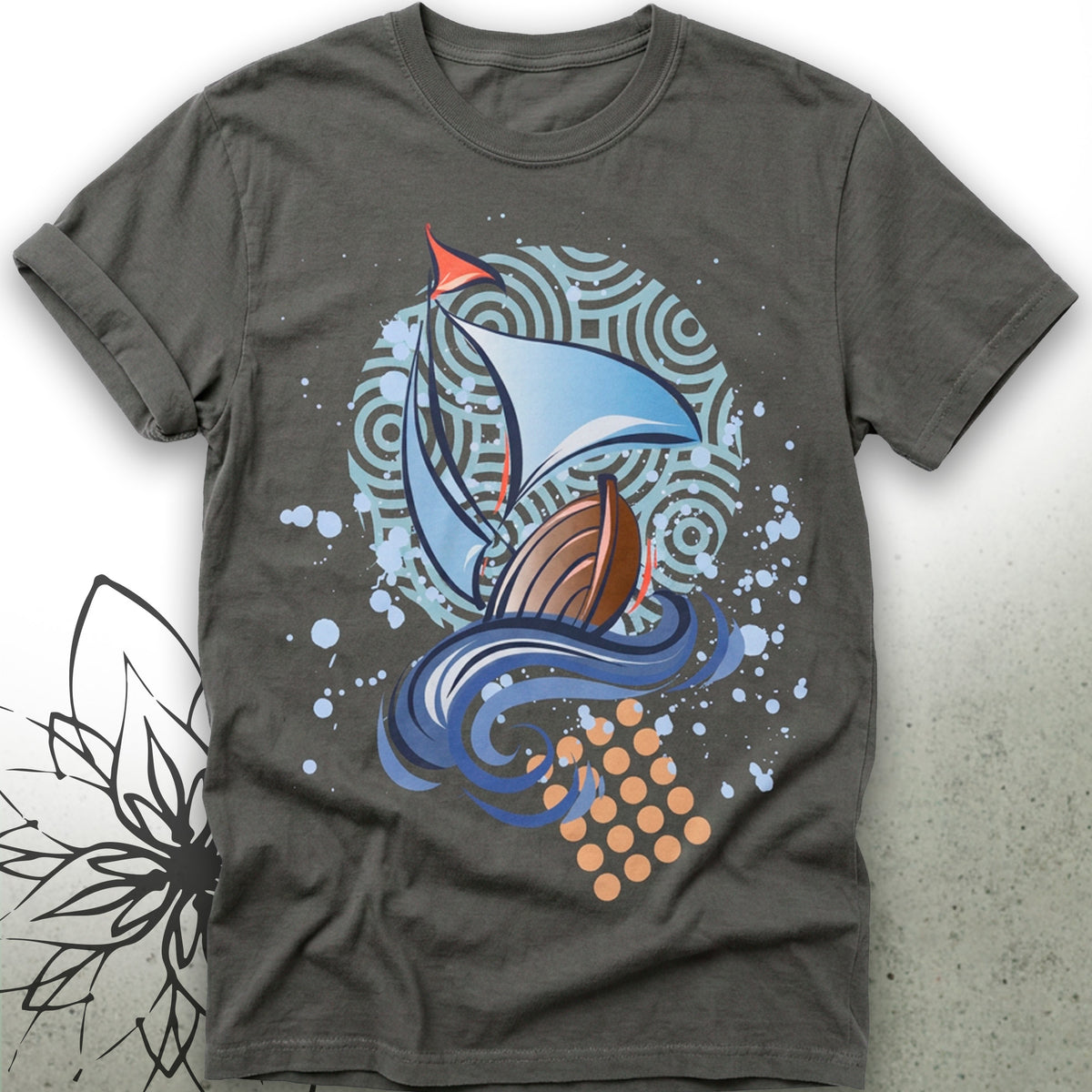 Sailboat Waves Unisex Graphic T-Shirt Tee — BoatBird® Collection