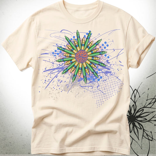 Crayon Mandala Unisex Graphic T-Shirt Tee — Brush&Pen® Collection