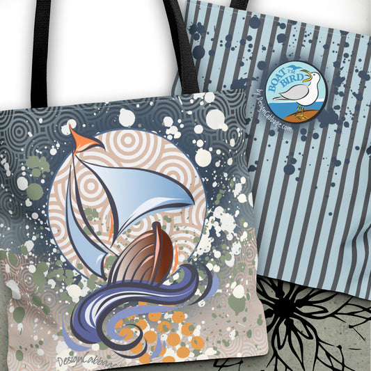 Sailboat Nautical Graphic Tote Bag — BoatBird™ Collection