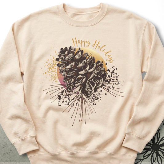 Holiday Pine Cone Unisex Graphic Lightweight Sweatshirt — MoonSong® Collection