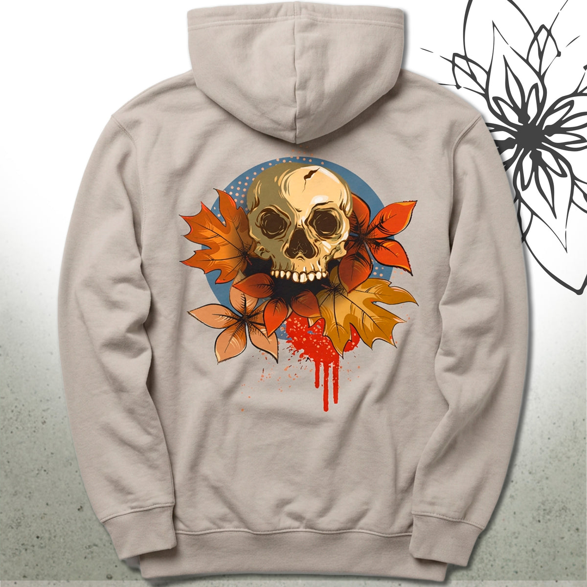 Halloween Skull & Autumn Leaves Unisex Zip Hoodie — MoonSong® Collection