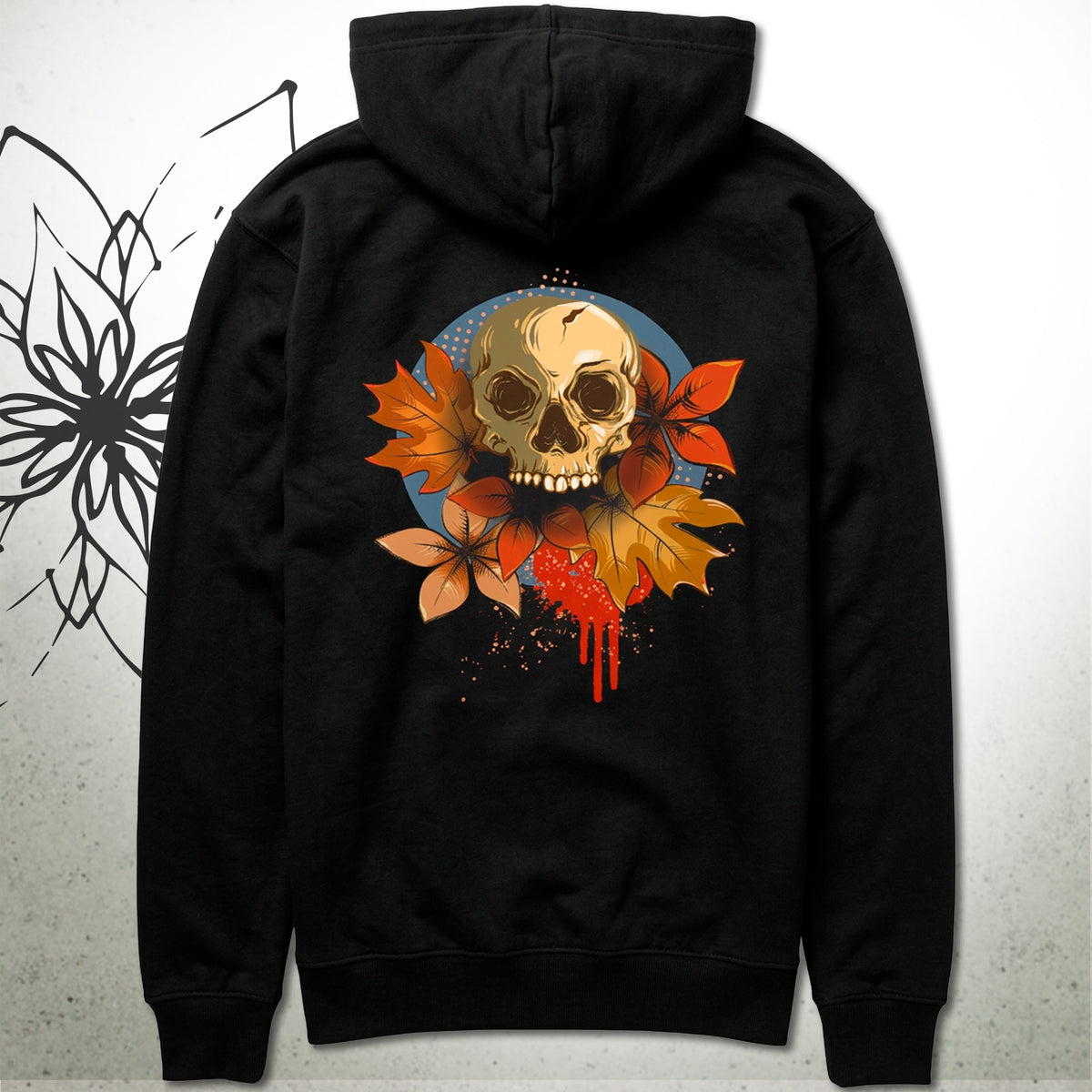 Halloween Skull & Autumn Leaves Unisex Zip Hoodie — MoonSong® Collection