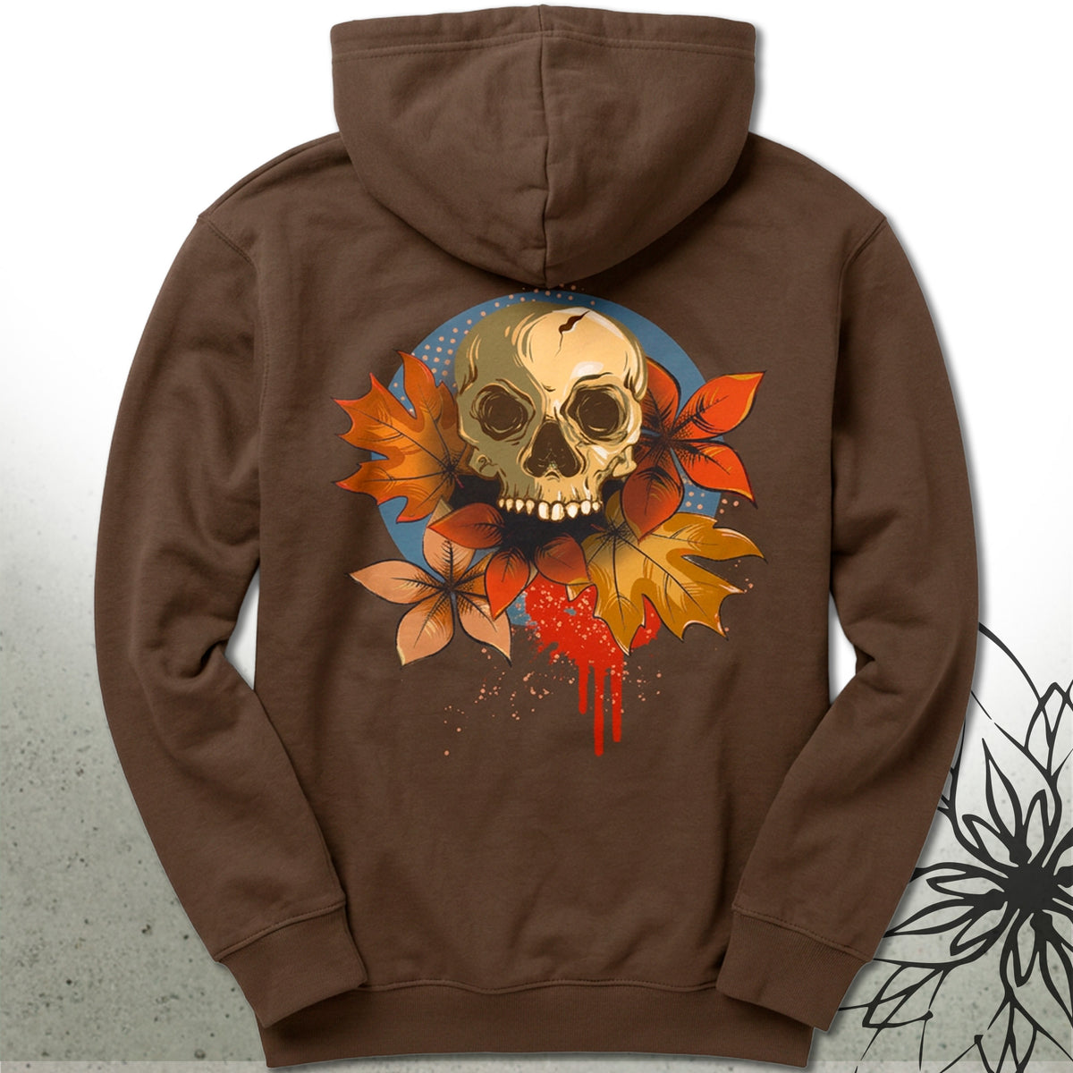 Halloween Skull & Autumn Leaves Unisex Zip Hoodie — MoonSong® Collection