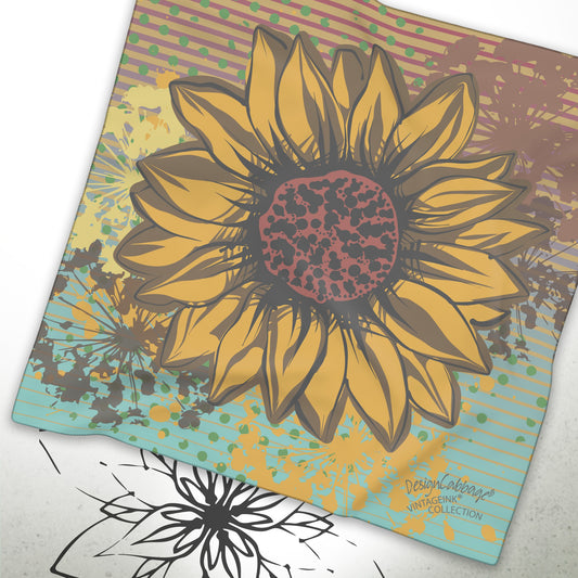 Sunflower Art Graphic Scarf — VintageInk® Collection