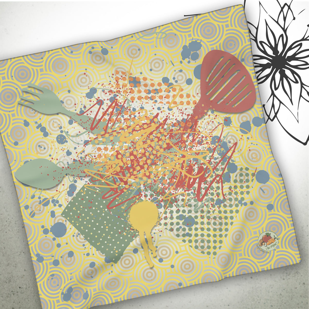 Kitchen Chaos Graphic Scarf — I Be Vegan® Collection
