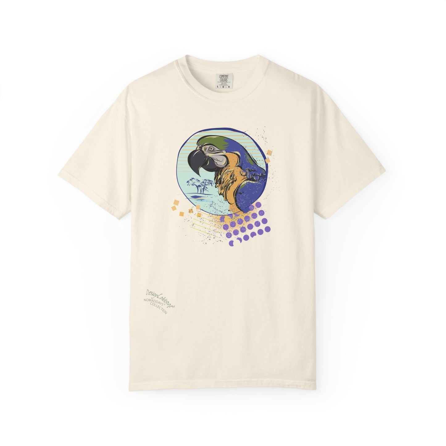 Parrot Art Graphic T-Shirt — Tropical Macaw Illustration Tee