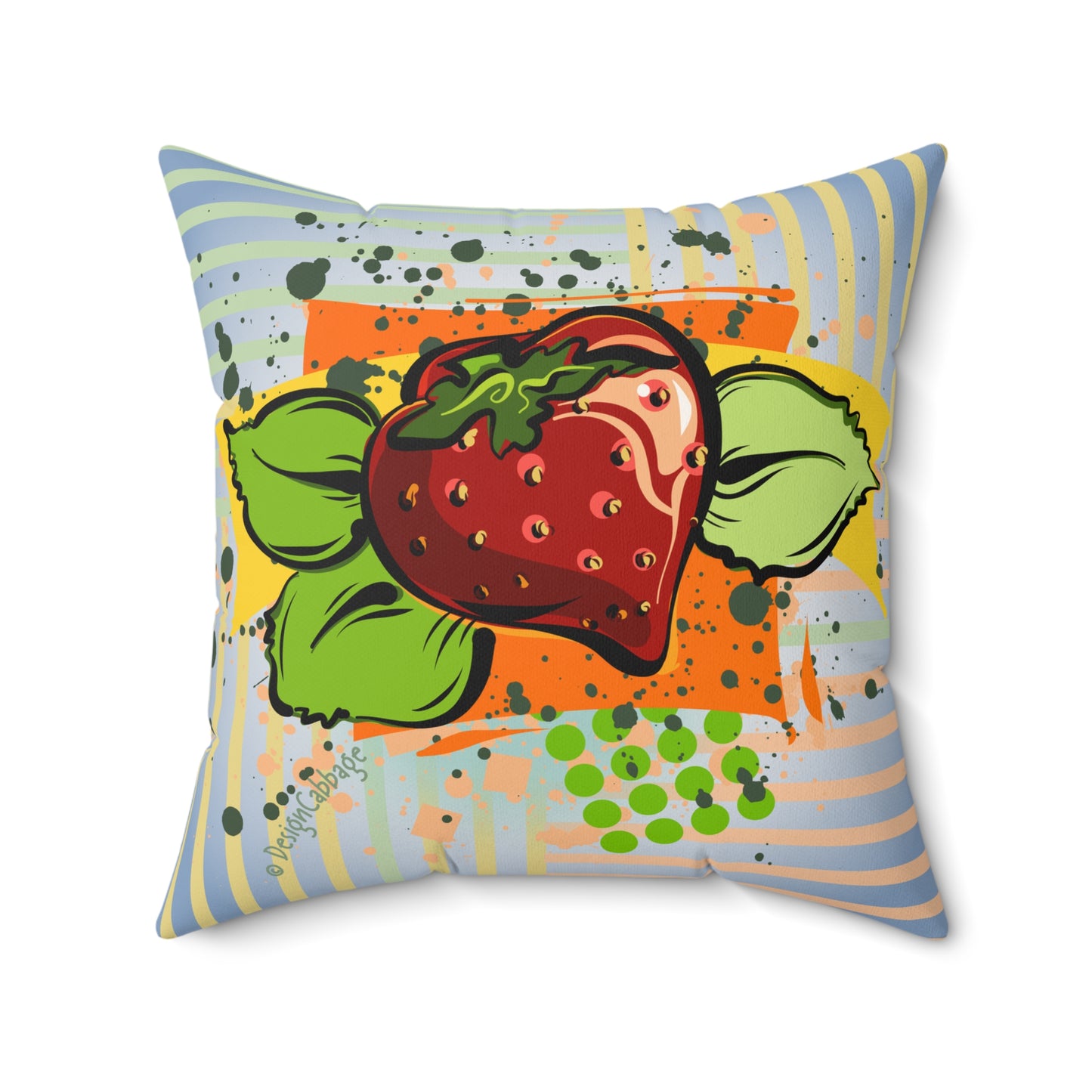 Strawberry Garden Graphic Throw Pillow - I Be Vegan™ Collection