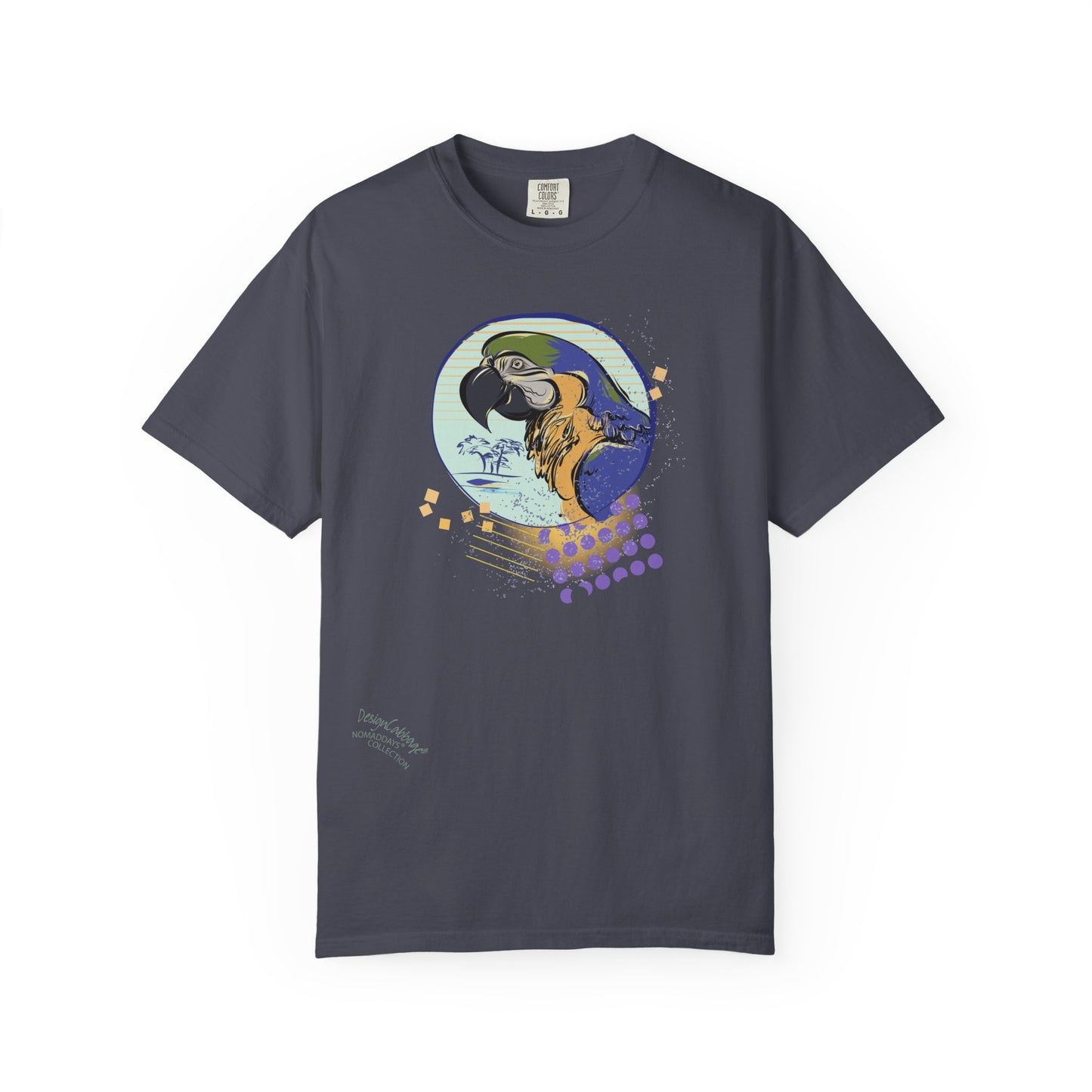 Parrot Art Graphic T-Shirt — Tropical Macaw Illustration Tee