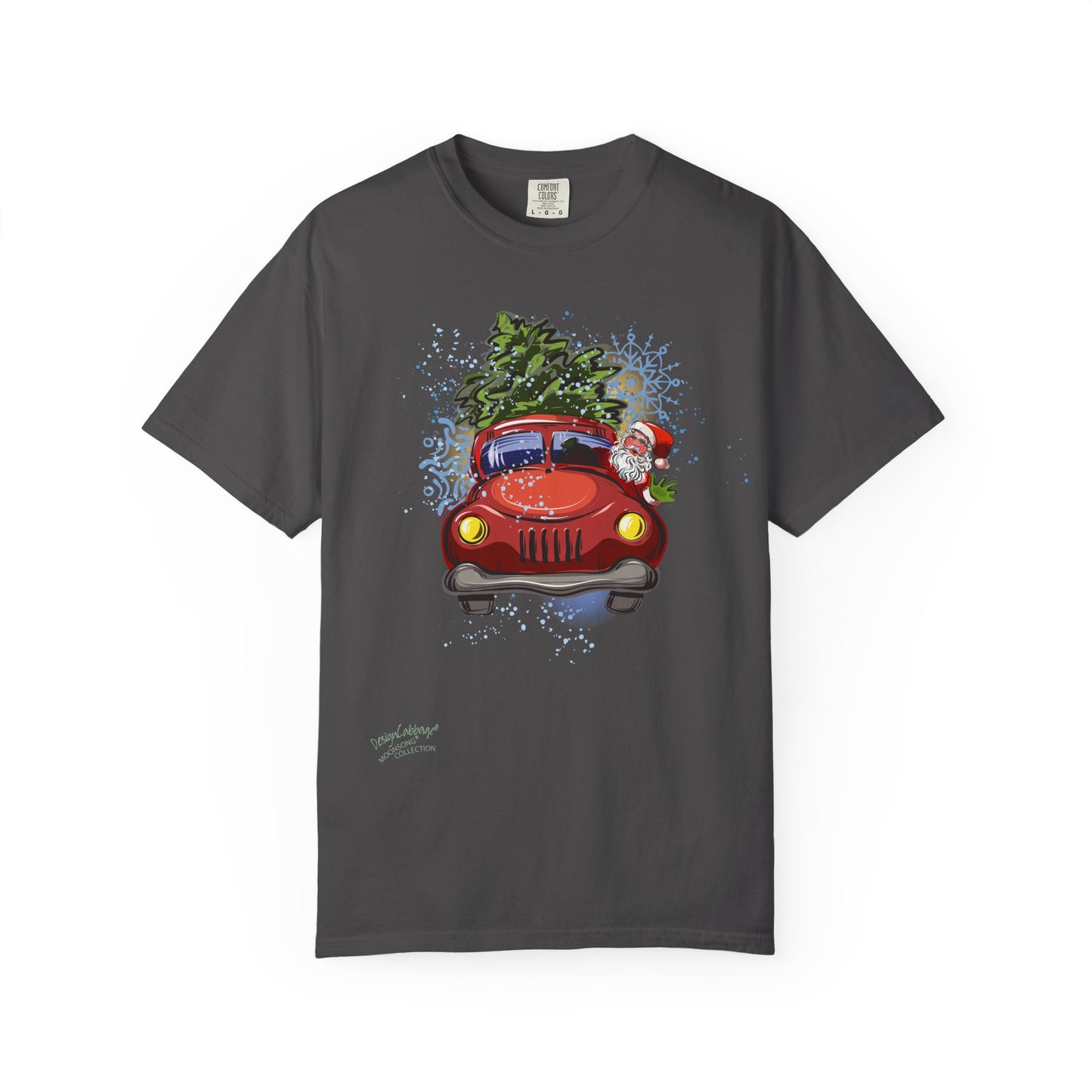 Vintage Red Car Christmas Tree T-Shirt — Holiday Roadtrip Graphic Tee