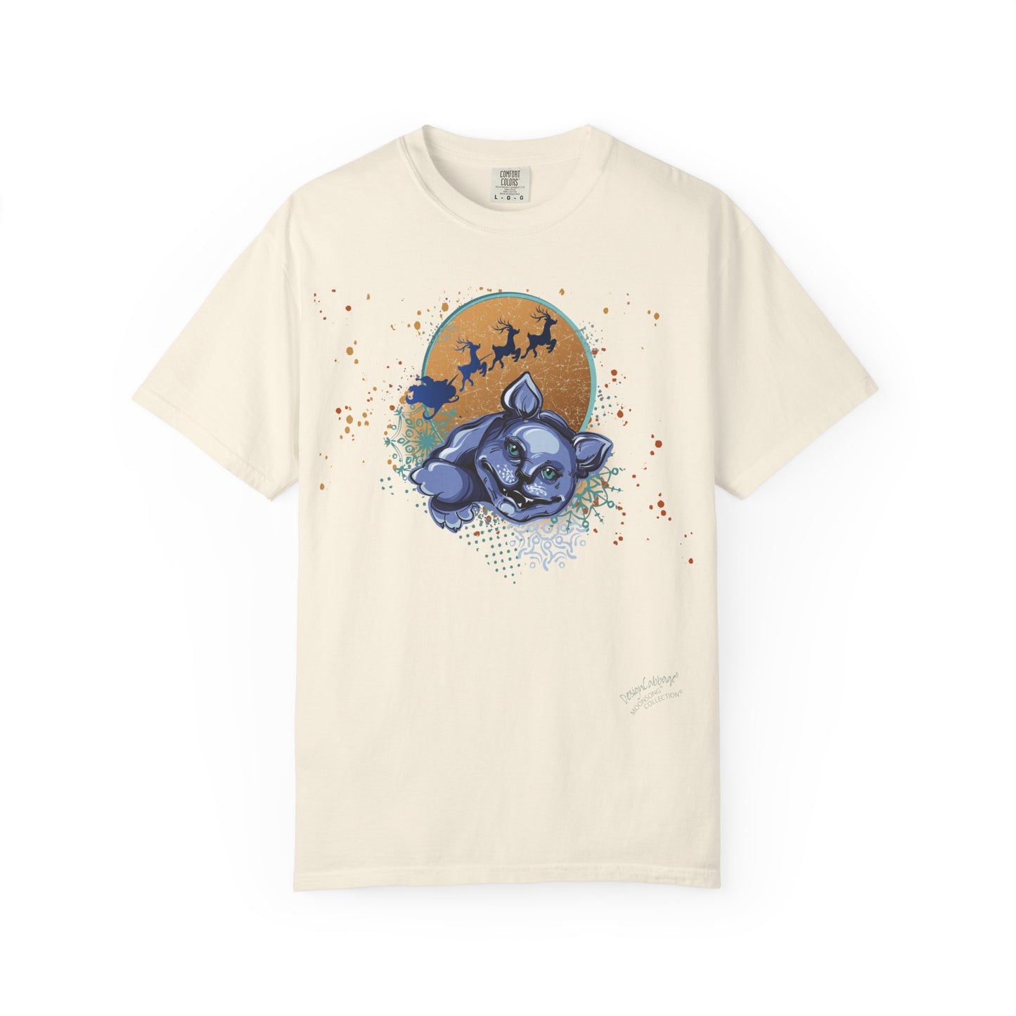 Panther Moon T-Shirt — Sleepy Panther with Santa Silhouette Graphic