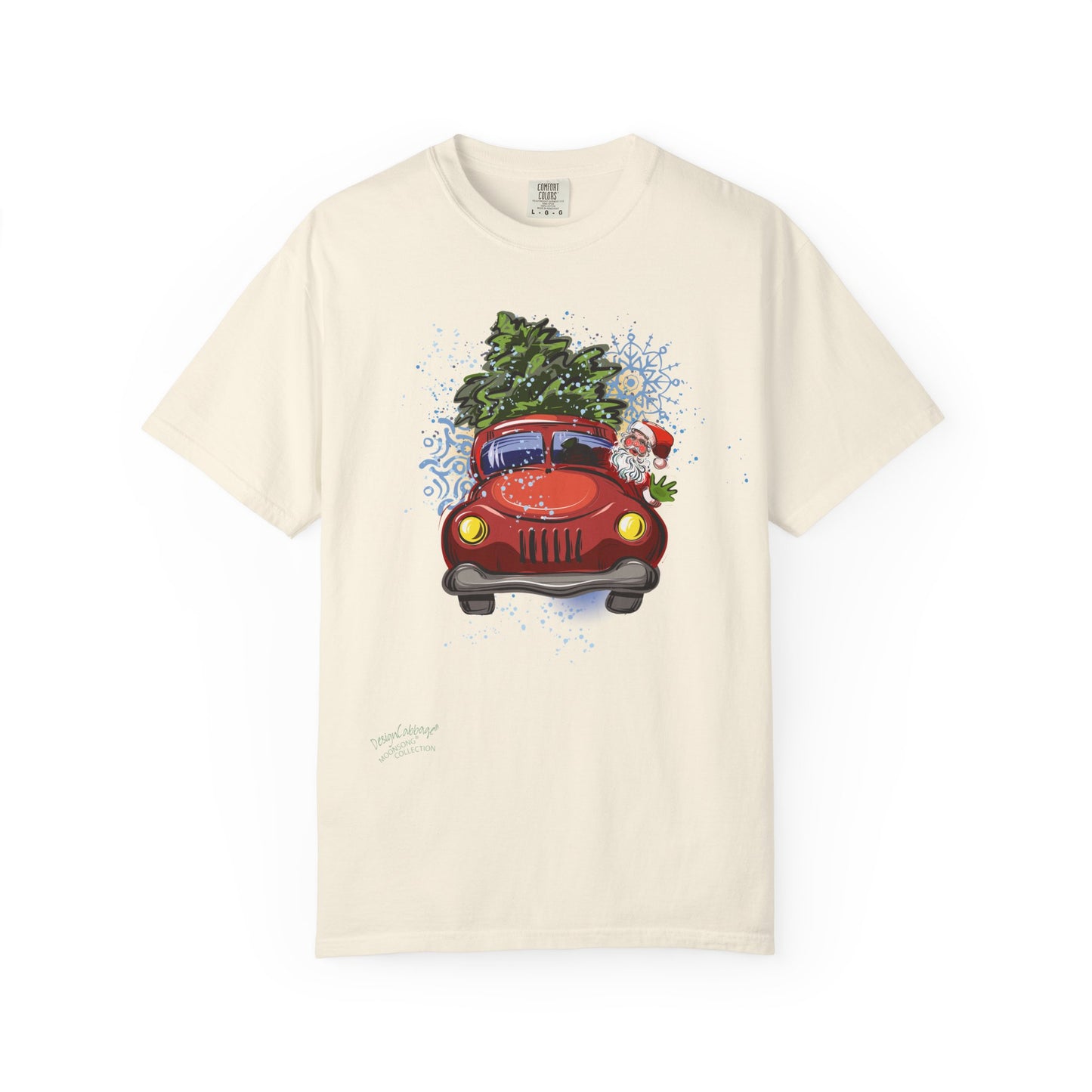 Vintage Red Car Christmas Tree T-Shirt — Holiday Roadtrip Graphic Tee