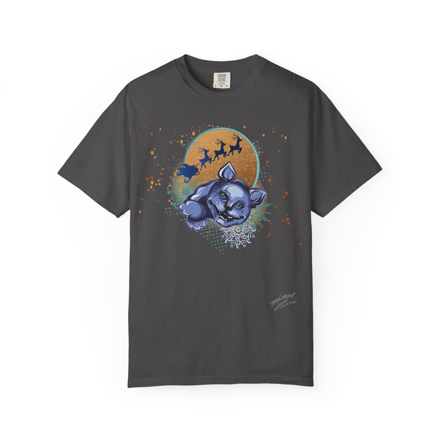 Panther Moon T-Shirt — Sleepy Panther with Santa Silhouette Graphic